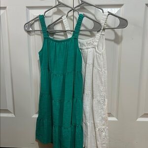 Stylish Kids Green and White Dresses
